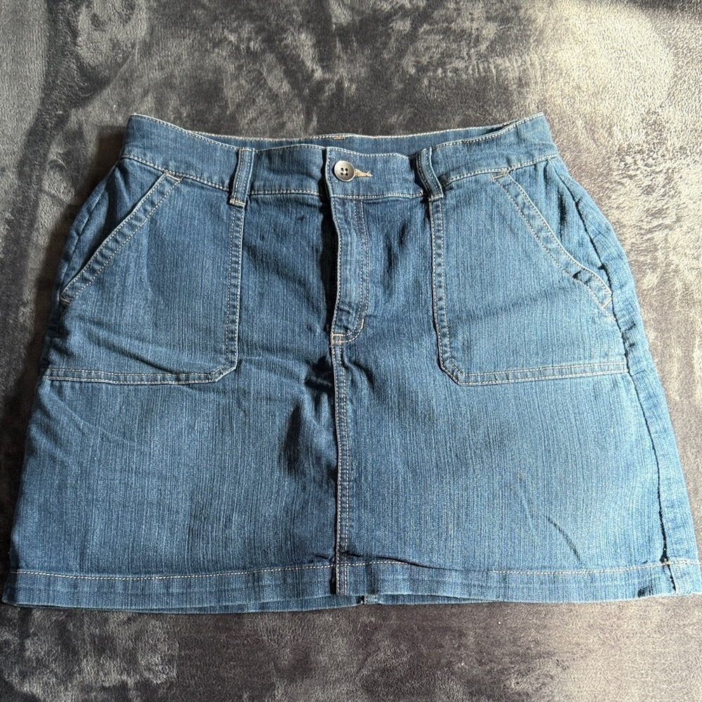 Croft & Barrow Blue Denim Mini Skort size 10P Comfort Classic Summer Fall Petite